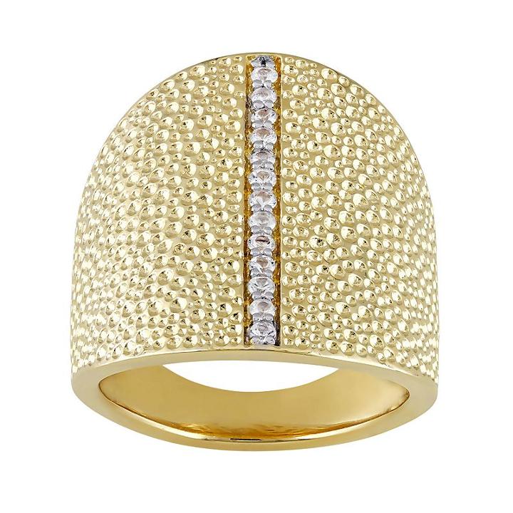 V19.69 Italia 18k Gold Over Silver White Sapphire Dome Ring, Women's, Size: 6