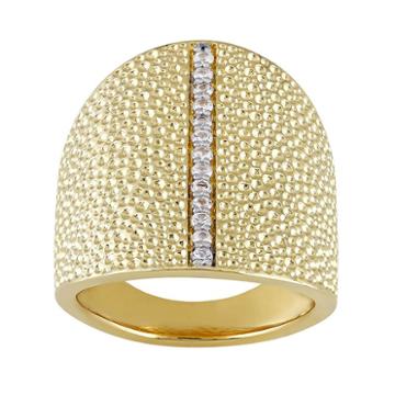 V19.69 Italia 18k Gold Over Silver White Sapphire Dome Ring, Women's, Size: 6