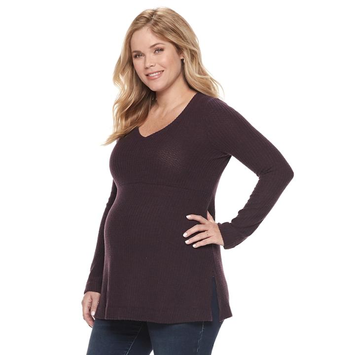 Maternity A:glow Vented V-neck Top, Women's, Size: M-mat, Purple