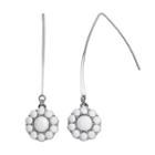 Simply Vera Vera Wang Round Halo Nickel Free Threader Earrings, Women's, White