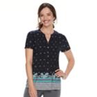 Women's Croft & Barrow&reg; Jacquard Pintuck Henley Top, Size: Xs, Blue