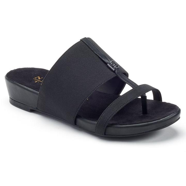 New York Transit Easy One Women's Slide Thong Sandals, Size: Medium (8), Black