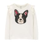 Girls 4-12 Carter's Sequined French Bulldog Graphic Tee, Size: 4-5, White