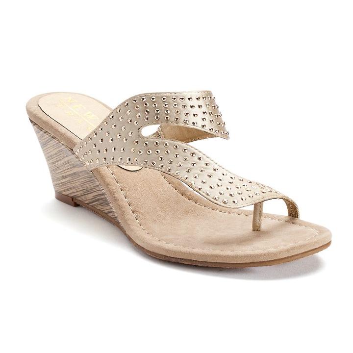 New York Transit Going Place Women's Wedge Sandals, Size: Medium (9.5), Beige Oth