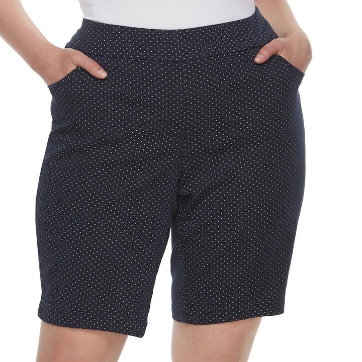 Plus Size Briggs Super Stretch Bermuda Shorts, Women's, Size: 20 W, Blue (navy)