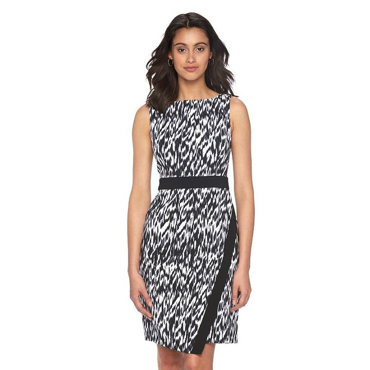 Women's Suite 7 Print Faux-wrap Dress, Size: 4, Ovrfl Oth