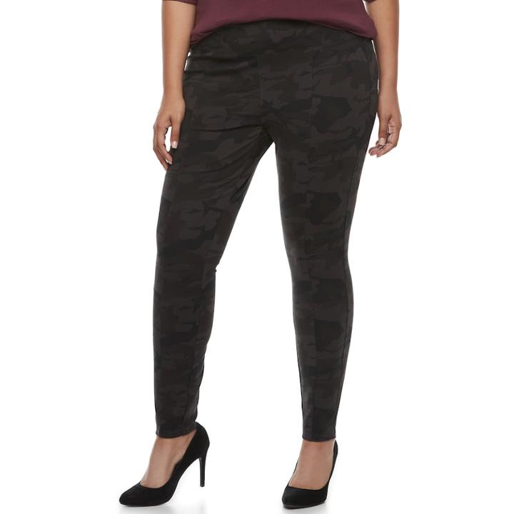 Plus Size Rock & Republic&reg; Camo Leggings, Women's, Size: 1xl, Dark Grey