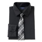 Men's Croft & Barrow&reg; Slim-fit Dress Shirt & Tie Set, Size: 2x-36/37, Black