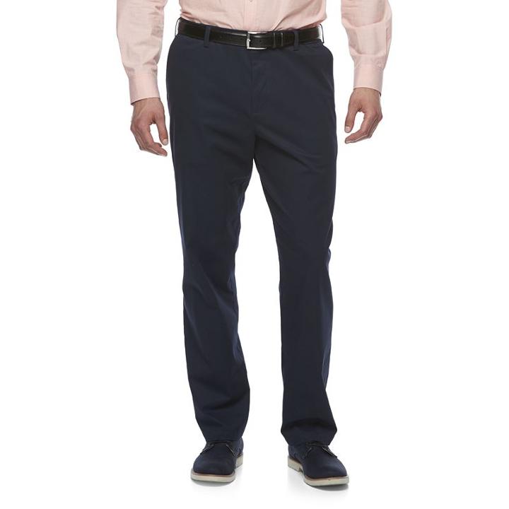 Big & Tall Croft & Barrow&reg; Relaxed-fit Easy-care Stretch Pleated Khaki Pants, Men's, Size: 50x30, Blue (navy)