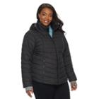 Plus Size Tek Gear Hooded Puffer Jacket, Women's, Size: 1xl, Black