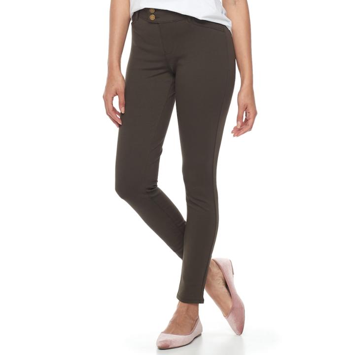 Juniors' Rewind Ponte Skinny Pants, Teens, Size: Xs, Green Oth