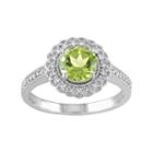 Sterling Silver Peridot & 1/8 Carat T.w. Diamond Halo Ring, Women's, Size: 9, Green