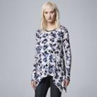 Women's Simply Vera Vera Wang Printed Handkerchief Top, Size: Xs, Black