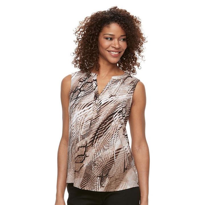 Women's Dana Buchman Wavy Jacquard Tank, Size: Medium, Beig/green (beig/khaki)