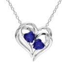 Stella Grace Sterling Silver Lab-created Sapphire And Diamond Accent Heart Pendant, Women's, Size: 18, Blue