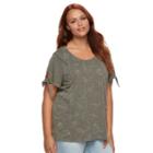 Plus Size Sonoma Goods For Life&trade; Embroidered Tie-sleeve Tee, Women's, Size: 1xl, Lt Green