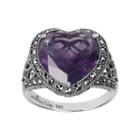 Lavish By Tjm Sterling Silver Amethyst Heart Ring - Made With Swarovski Marcasite, Women's, Size: 6, Purple
