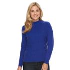 Petite Napa Valley Cable-knit Mockneck Sweater, Women's, Size: L Petite, Brt Blue