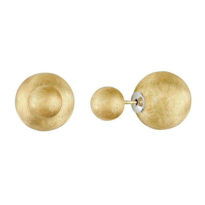 Sterling Silver Front-back Stud Earrings, Women's, Yellow