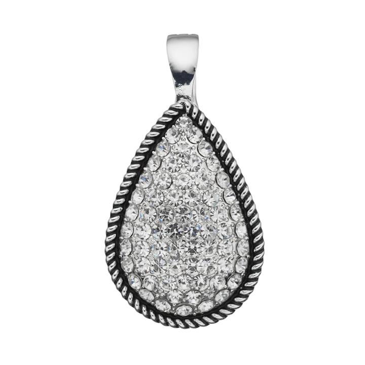 Wearable Art Pave Rope Teardrop Pendant, Women's, Silver