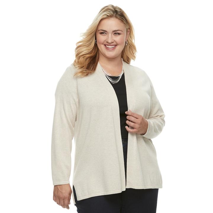 Plus Size Croft & Barrow&reg; Essential Open-front Cardigan, Women's, Size: 2xl, Brown