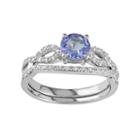 10k White Gold Tanzanite & 1/6 Carat T.w. Diamond Engagement Ring Set, Women's, Size: 9, Purple