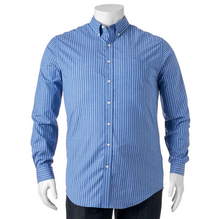 Big & Tall Croft & Barrow&reg; True Comfort Classic-fit Stretch Button-down Shirt, Men's, Size: Xl Tall, Blue (navy)