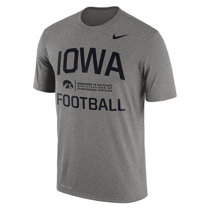 Men's Nike Iowa Hawkeyes Dri-fit Legend Lift Tee, Size: Large, Med Grey
