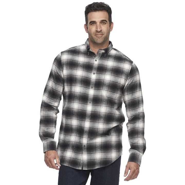 Big & Tall Croft & Barrow&reg; True Comfort Classic-fit Flannel Button-down Shirt, Men's, Size: M Tall, Med Grey