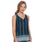 Women's Sonoma Goods For Life&trade; Print Challis Tank, Size: Xl, Dark Blue