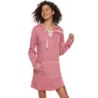Juniors' So&reg; Lace-up Hooded Popover Dress, Teens, Size: Medium, Med Pink