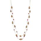 Long Wooden Bead Double Strand Station Necklace, Women's, Multicolor