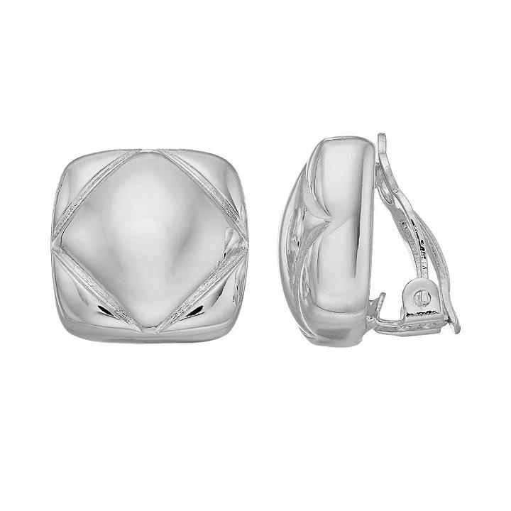Dana Buchman Square Nickel Free Clip On Earrings, Women's, Silver