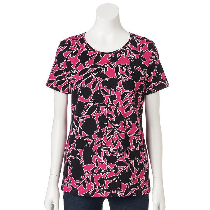 Women's Croft & Barrow&reg; Essential Crewneck Tee, Size: Small, Med Pink