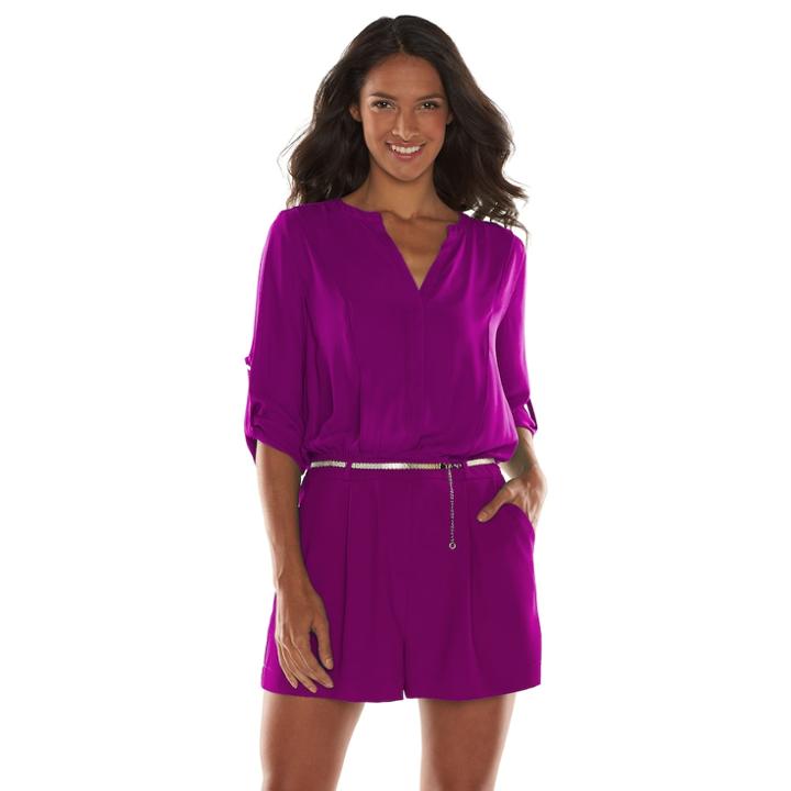 Women's Jennifer Lopez Crepe Romper, Size: 6, Dark Pink