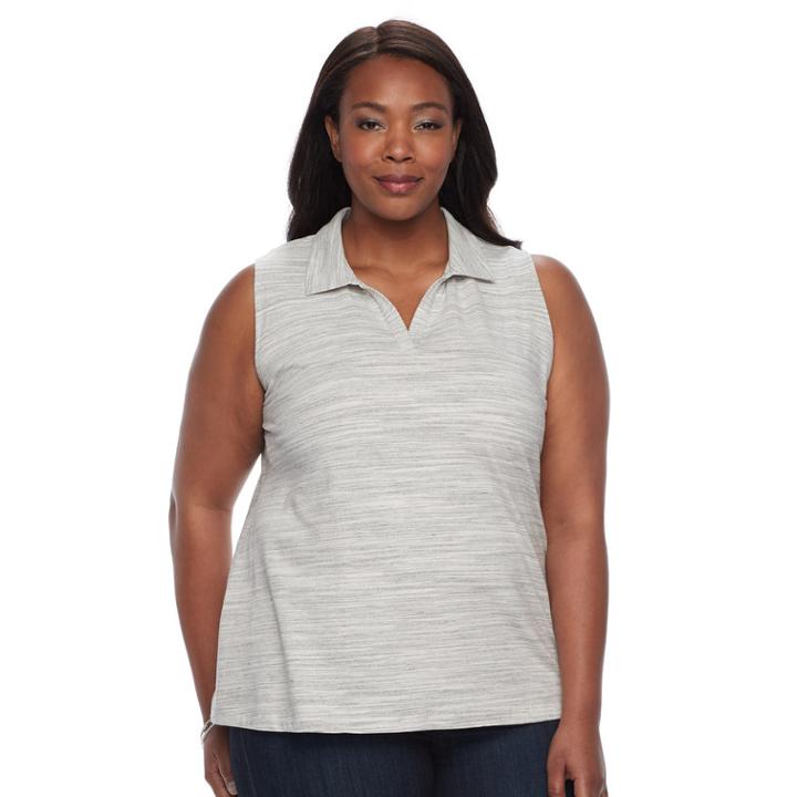Plus Size Croft & Barrow&reg; Johnny Collar Tank, Women's, Size: 1xl, Grey (charcoal)