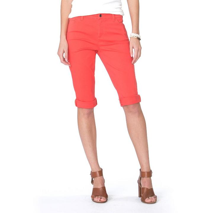 Women's Chaps Cuffed Twill Capris, Size: 14, Pink