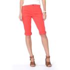 Women's Chaps Cuffed Twill Capris, Size: 14, Pink