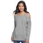 Juniors' Pink Republic Cold Shoulder Sweatshirt, Teens, Size: Small, Dark Grey