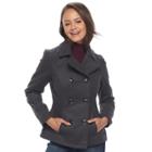 Juniors' Pink Envelope Double-breasted Peacoat, Teens, Size: Large, Grey (charcoal)