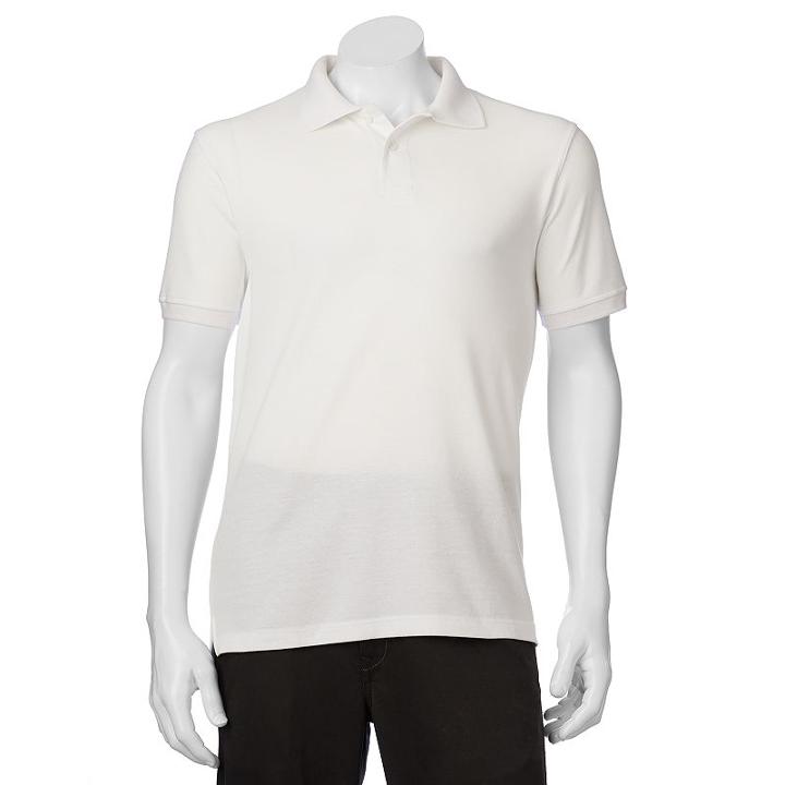 Men's Chaps Solid Pique Polo, Size: Medium, White