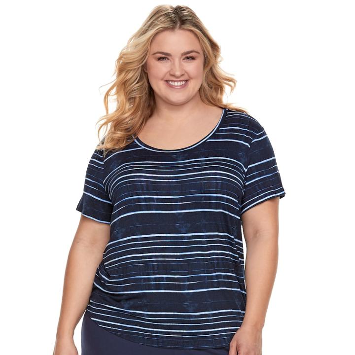 Plus Size Sonoma Goods For Life&trade; Pleated Crewneck Tee, Women's, Size: 3xl, Dark Blue