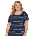 Plus Size Sonoma Goods For Life&trade; Pleated Crewneck Tee, Women's, Size: 3xl, Dark Blue