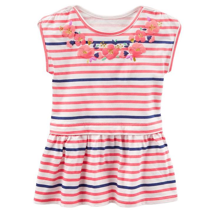 Girls 4-8 Oshkosh B'gosh&reg; Embroidered Flower Stripe Peplum Top, Girl's, Size: 6, Ovrfl Oth