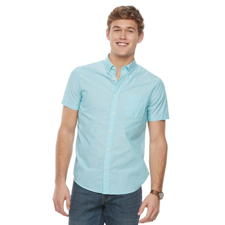 Men's Urban Pipeline&reg; Awesomely Soft Button-down Shirt, Size: Large, Turquoise/blue (turq/aqua)