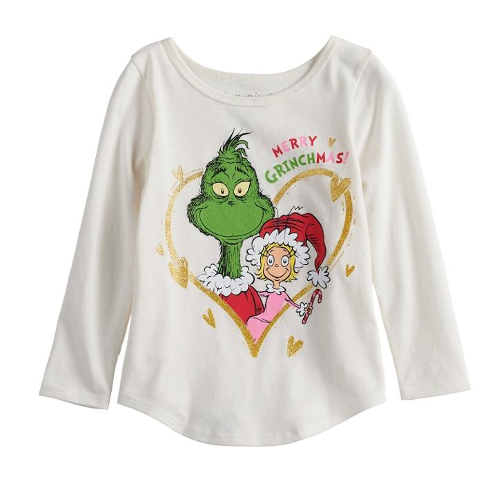 Toddler Girl Jumping Beans&reg; Dr. Seuss The Grinch & Cindy Lou Who Merry Grinchmas Graphic Tee, Size: 3t, Natural