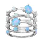 Sterling Silver Lab-created Opal Stack Ring Set, Women's, Size: 7, Blue