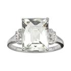 10k White Gold Green Quartz And Diamond Accent Ring, Women's, Size: 7