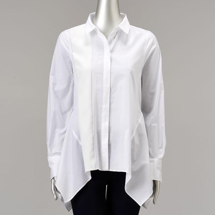 Petite Simply Vera Vera Wang Handkerchief Blouse, Women's, Size: L Petite, White