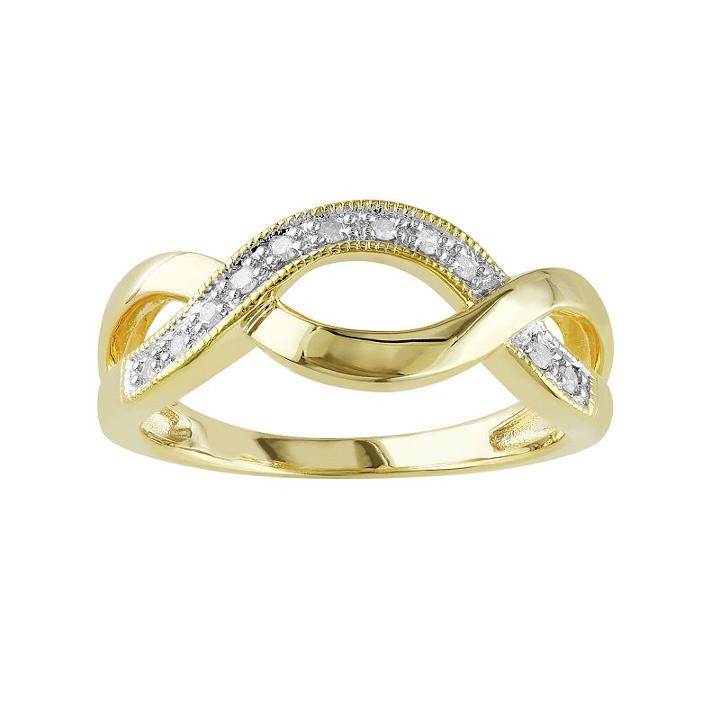 1/10 Carat T.w. Diamond Yellow Rhodium-plated Sterling Silver Infinity Ring, Women's, Size: 6, Multicolor